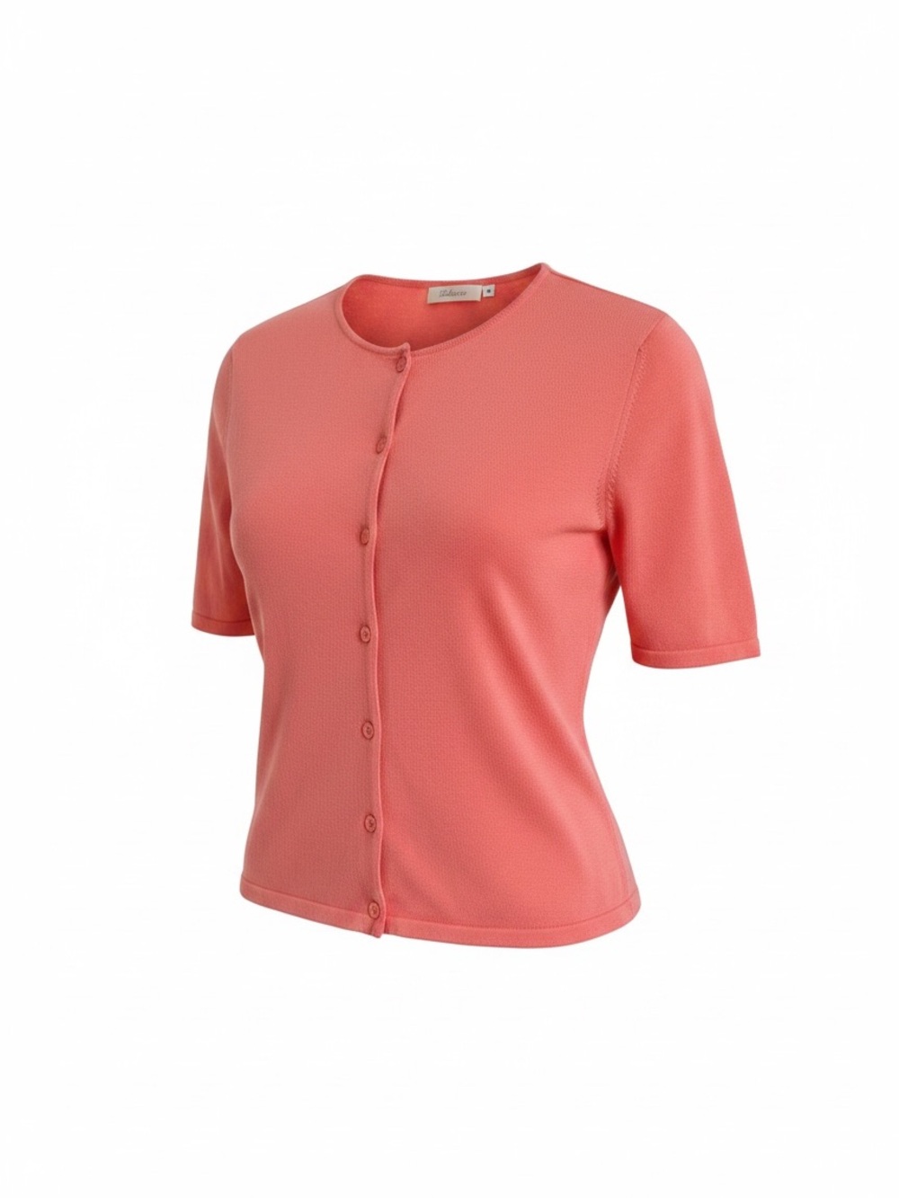 Talbots Coral Button-Front Short Sleeve Cardigan made in Italy
